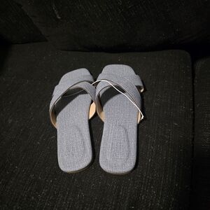 GAP Women's Light Blue Cross-Strap Slide Sandals